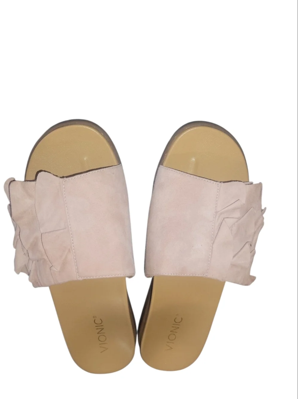 Vionic Roni Women's Adjustable Hook & Loop Fastener Pink Suede Slide Sandals 9.5 - Picture 1 of 9